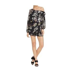 Karina Grimaldi Leslie Romper Revolve Black Floral One Shoulder Dressy Shorts